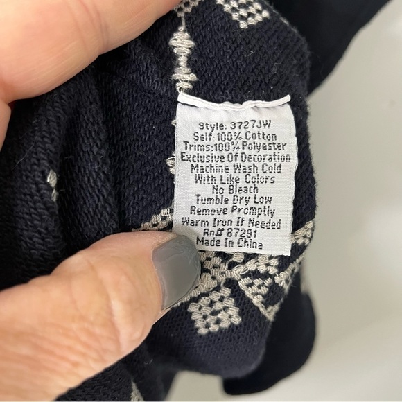 Johnny Was Shobah Long French Terry Poncho Embroidered Black Size Medium 3727JW - Picture 7 of 7